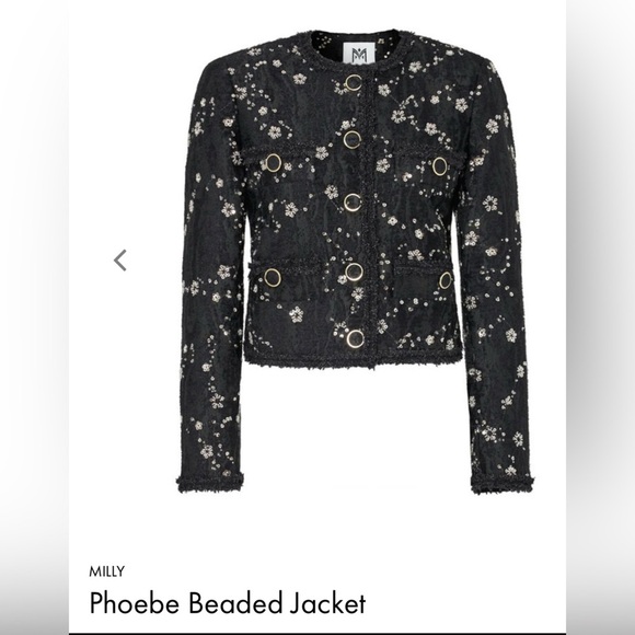 Milly Jackets & Blazers - NWT | Milly Phoebe Beaded Jacket Black Size M